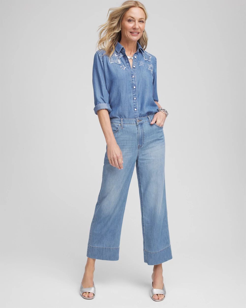 Embroidered Tencel™ Denim Shirt | Chico's